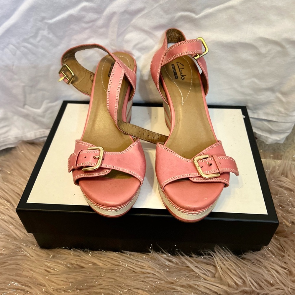 Clarks Women's Pink Wedge Sandals